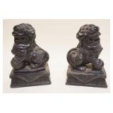 1056	PAIR OF CARVED STONE ASIAN FOO DOGS, EACH APPROXIMATELY 4 IN X 6 IN X 9 IN