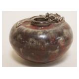 1058	ASIAN POTTERY INK POT W/DRAGON ON TOP, APPROXIMATELY 2 1/2 IN HIGH