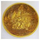 1067	CHINESE YELLOW CINNABAR ROUND TRAY, APPROXIMATELY 5 1/2 IN