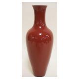 1074	CHINESE OXBLOOD PORCELAIN VASE W/CHARACTER MARKS ON BASE, APPROXIMATELY 10 1/2 IN HIGH
