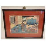 1085	JAPANESE WOOD  BLOCK PRINT APPROXIMATELY 19 IN X 15 IN OVERALL