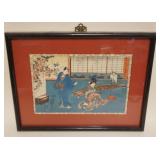 1086	JAPANESE WOOD  BLOCK PRINT APPROXIMATELY 19 IN X 15 IN OVERALL