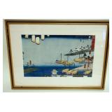 1090	JAPANESE WOOD  BLOCK PRINT APPROXIMATELY 14 IN X 19 IN OVERALL