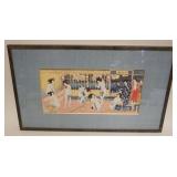 1093	JAPANESE WOOD  BLOCK PRINT, NUDE GEISHA GIRLS IN BATH HOUSE, APPROXIMATELY 22 IN X 13 IN OVERAL