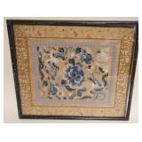 1105	FRAMED EMBROIDERED CHINESE SILK, APPROXIMATELY 17 1/2 IN X 16 IN OVERALL