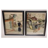1111	PAIR OF JAPANESE BLOCK PRINTS, EACH APPROXIMATELY 8 1/2 IN X 10 1/2 IN