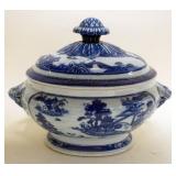 1121	CHINESE CANTON COVERED DOUBLE HANDLED TUREEN, APPROXIMATELY 16 IN X 10 IN X 12 IN H