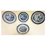 1131	CHINESE CANTON PORCELAIN GROUP, 3 PLATES, LARGEST APPROXIMATELY 10 1/2 IN AND SCALLOPED EDGE BO