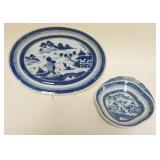 1133	CHINESE CANTON PORCELAIN 12 IN X 15 IN SERVING PLATTER AND BOWL