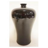 1153	CHINESE BLACK GLAZED PORCELAIN VASE, CHARACTER MARKS ON BASE, APPROXIMATELY 15 IN H