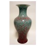 1156	CHINESE PORCELAIN MULTI COLOR GLAZED VASE WITH CHARACTER MARKS ON BASE, APPROXIMATELY 19 IN H