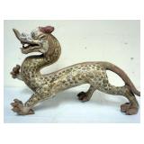 1162	CHINESE POLYCHROME DECORATED TERRACOTTA DRAGON, APPROXIMATELY 9 IN X 24 IN X 15 IN H