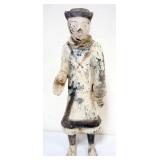1169	CHINESE TERRACOTTA POLYCHROME DECORATED FIGURE OF A MAN, APPROXIMATELY 18 IN H