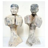 1173	CHINESE TERRACOTTA - 2 FIGURES DANCERS, TALLEST APPROXIMATELY 18 IN H