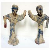 1174	CHINESE TERRACOTTA - 2 FIGURES DANCERS, TALLEST APPROXIMATELY 16 IN H