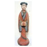 1192	CHINESE TERRACOTTA POLYCHROME DECORATED FIGURE OF A LARGE ASIAN WOMAN, APPROXIMATELY 35 IN H