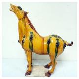 1198	CHINESE GLAZED POTTERY HORSE, APPROXIMATELY 6 IN X 21 IN X 21 IN H