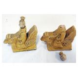 1199	CHINESE STONEWARE BOTTLES, 1 WITH DAMAGED HEAD, APPROXIMATELY 2 IN X 6 IN X 7 IN H