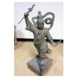 1220	BRONZE GARDEN STATUE, CHINESE WARRIOR, APPROXIMATELY 42 IN H