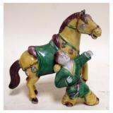 1225	CHINESE TERRACOTTA FIGURE OF HORSE AND MAN, APPROXIMATELY 8 IN X 3 IN X 8 IN