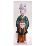 1226	CHINESE TERRACOTTA STATUE OF WOMAN SERVING TEA, APPROXIMATELY 13 IN H
