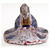 1229	CHINESE POLYCHROME DECORATED POTTERY STATUE OF A SEATED WOMAN, APPROXIMATELY 5 IN H