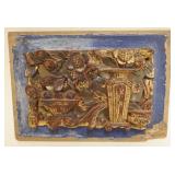 1232	CARVED ASIAN WOOD 3 DIMENSIONAL PANEL, APPROXIMATELY 6 IN X 8 IN