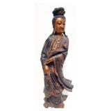 1238	LARGE CARVED ASIAN LACQUERED STATUE, APPROXIMATELY 37 IN H