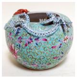 1256	CHINESE PORCELAIN BOWL WITH APPLIED DRAGON AND BIRD, APPROXIMATELY 4 1/2 IN H