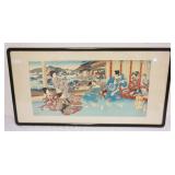 1259	JAPANESE WOOD BLOCK PRINT, APPROXIMATELY 19 IN X 37 IN OVERALL
