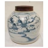 1271	CHINESE BLUE & WHITE GINGER JAR, APPROXIMATELY 9 IN 