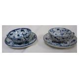 1273	ASIAN BLUE & WHITE TEACUPS W/UNDER PLATES
