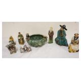 1274	ASSORTED ASIAN FIGURES & BOWL, LARGEST APPROXIMATELY 8 IN HIGH