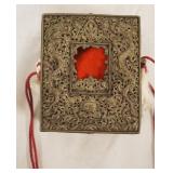 1284	ORNATE ANTIQUE ASIAN METAL BOX, APPROXIMATELY 3 1/2 IN X 4 IN X 2 IN