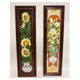 1007	ARTS & CRAFTS STYLE FRAMED CERAMIC TILES, 5 PER FRAME, APPROXIMATELY 9 IN X 33 IN OVERALL