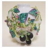 1012	PORCELAIN VASE W/APPLIED FRUIT & FLOWERS, APPROXIMATELY 5 IN HIGH