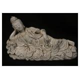 1023	PORCELAIN FIGURE OF ASIAN WOMAN RECLINING, APPROXIMATELY 3 IN X 12 IN X 7 IN HIGH