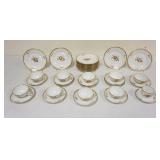 1027	ROYAL COPENHAGEN BROWN ROSE CHINA, 35 PIECES, 12-7 1/2 IN PLATES, 23 CUPS & SAUCERS