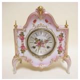 1028	DRESDEN PORCELAIN CLOCK, APPROXIMATELY 4 IN X 9 IN X 10 IN HIGH