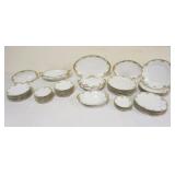 1032	LIMOGES DINNERWARE W/ROSE BORDER, APPROXIMATELY 50 PIECES, 7-7 1/2 IN PLATES, 5-8 1/4 IN PLATES