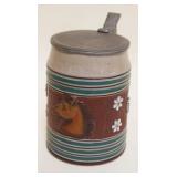 1037	GERMAN STIEN W/PEWTER LID & EMBOSSED HORSE HEAD, APPROXIMATELY 6 IN HIGH