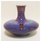 1050	DRIP GLAZE POTTERY VASE, APPROXIMATELY 7 IN HIGH
