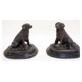 1060	BRONZE DOG FIGURES ON MARBLE BASES, APPROXIMATELY 8 IN X 5 IN X 7 1/2 IN HIGH