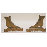 1068	PAIR OF BRASS ANTIQUE FOLK ART HIGH TOP BUTTON SHOES, EACH APPROXIMATELY 7 1/2 IN X 2 IN X 6 IN