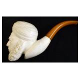 1073	MEERSCHAUM PIPE CARVED TURKS HEAD, APPROXIMATELY 6 IN LONG