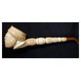 1076	MEERSCHAUM PIPE & STEM CARVED TURKS HEAD, APPROXIMATELY 11 IN