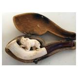 1077	MEERSCHAUM PIPE CIGAR HOLDER W/CARVED BEAR, APPROXIMATELY 5 1/2 IN