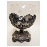 1087	CONTINENTAL 800 SILVER VASE W/GLASS INSERT, APPROXIMATELY 5 IN X 7 IN HIGH, 7.2 OZT BASE ONLY