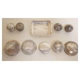 1106	STERLING SILVER ASSORTED LIDS & TRAY, 3.3 OZT