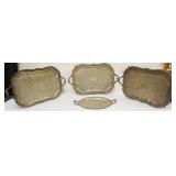 1109	SILVERPLATE TRAYS, LARGEST APPROXIMATELY 2O IN X 18 IN